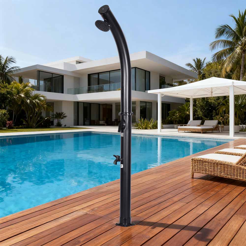 LY18L02 18L chuveiro solar externo para piscina com corpo curvo autônomo e cabeça de chuveiro